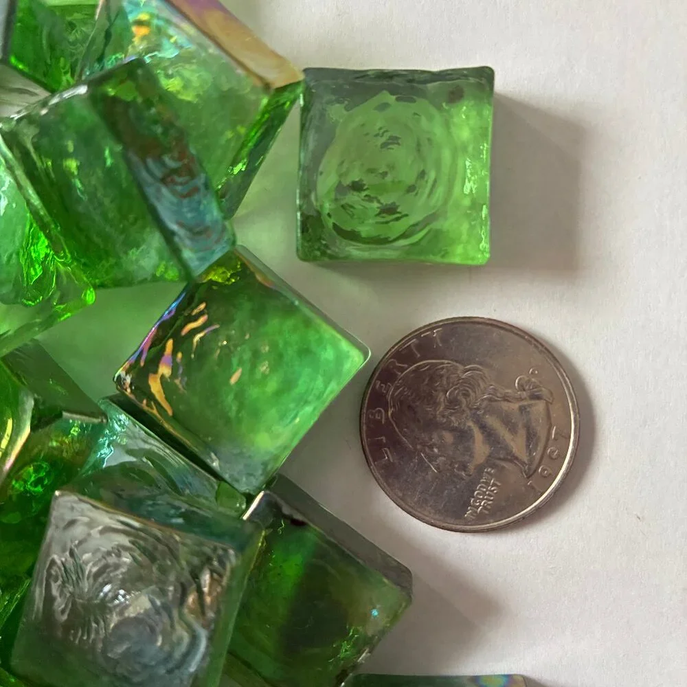 Green Glass SQUARES for Mosaics, Crafts, or Home Decor